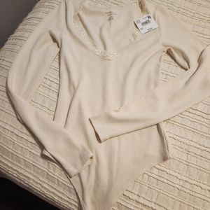 American Eagle Long Sleeve Lace Bodysuit